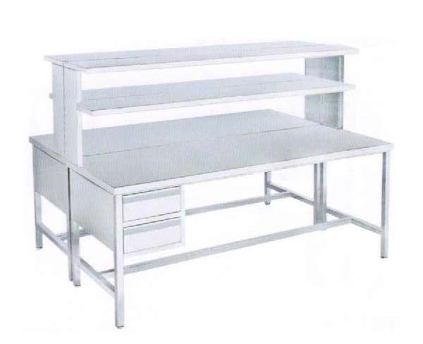 G37不銹鋼工作臺(tái)（雙面、兩抽、四框腿、帶兩層架）